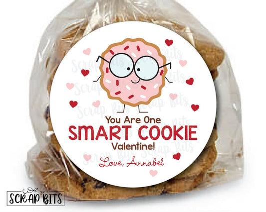 You Are One Smart Cookie . Valentine Cookie . Valentine's Day Stickers or Tags - Scrap Bits