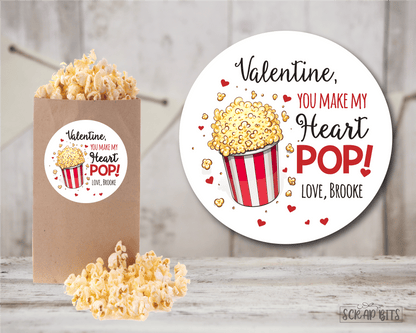 You Make My Heart Pop . Valentine's Day Stickers or Tags - Scrap Bits
