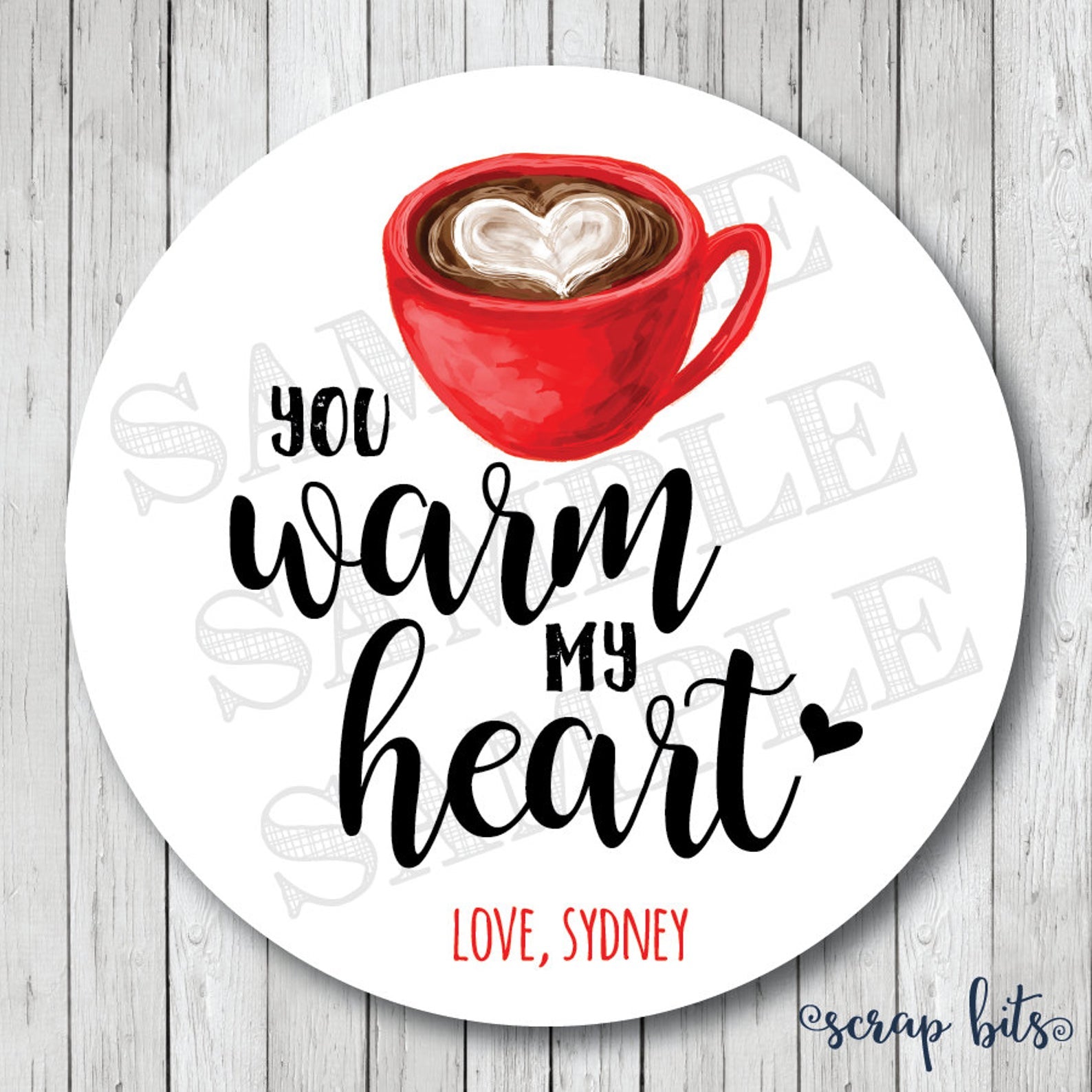 You Warm My Heart Valentines . Valentine's Day Stickers or Tags - Scrap Bits