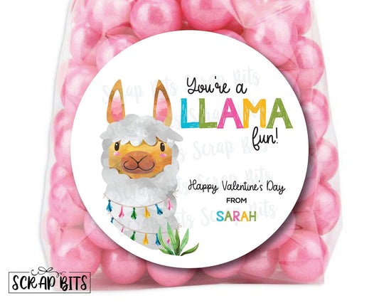 You're a LLAMA Fun . Llama Valentine's Day Stickers or Tags - Scrap Bits