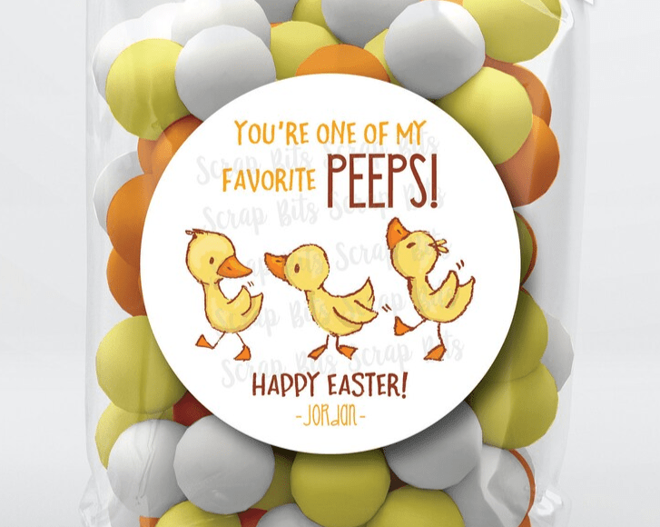 You're One Of My Favorite Peeps, Watercolor Easter Chicks . Personalized Easter Gift Labels - Scrap Bits