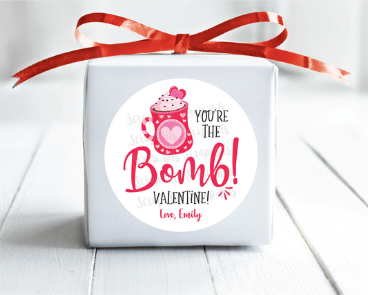 You're The Bomb . Hot Cocoa Bomb Valentine's Day Stickers or Tags - Scrap Bits
