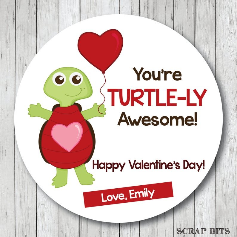 You're Totally Awesome Turtle Valentines . Valentine's Day Stickers - Scrap Bits