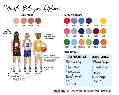 Youth Girls Basketball Team Print, Custom Basketball Team Gift . Personalized Digital Portrait Print - Scrap Bits